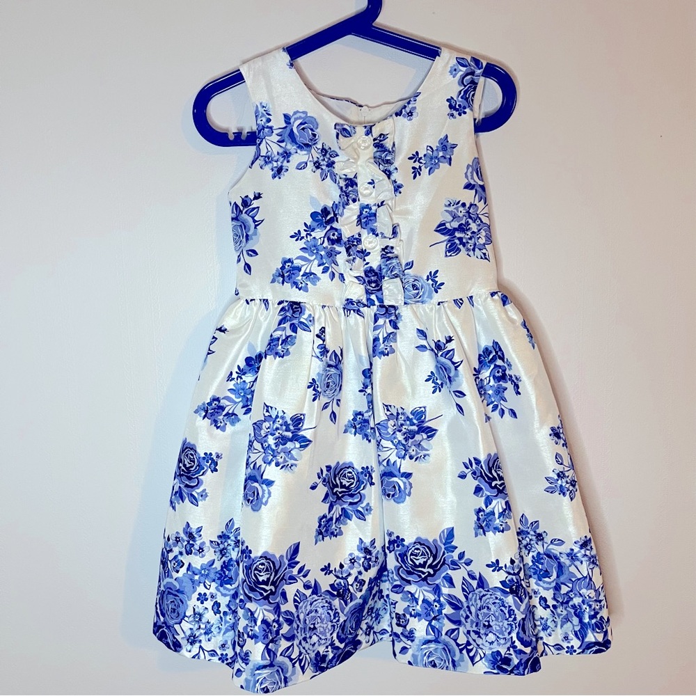 Wonder Nation size 6 white with blue flowers formal dress